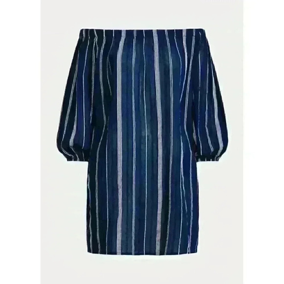 NEW! Lauren Ralph Lauren Women's L Striped Off-the-Shoulder Dress Cover NWT $114 - Picture 1 of 2
